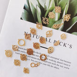 10pcs Star Pendants Round Hollow Flower Semicircle Charms for DIY Jewelry Making