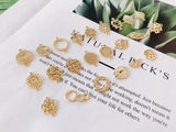 10pcs Star Pendants Round Hollow Flower Semicircle Charms for DIY Jewelry Making