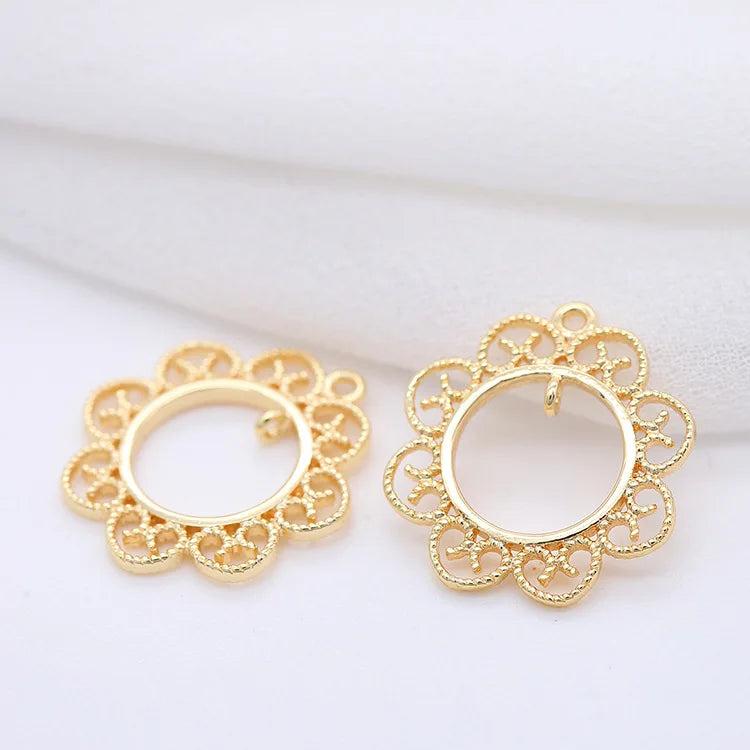 4PCS 14K Brass Round Charms Pendants DIY Jewelry Findings