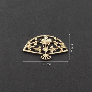 10 PCS 37x23mm KC Plated Fan Metal Alloy Jewelry Making DIY Supplies