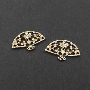 10 PCS 37x23mm KC Plated Fan Metal Alloy Jewelry Making DIY Supplies