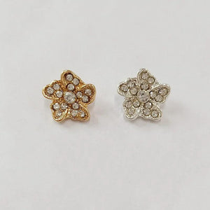 10pcs Metal Alloy Crystal Rhinestones Flowers Button for DIY Jewelry Making