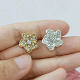 10pcs Metal Alloy Crystal Rhinestones Flowers Button for DIY Jewelry Making