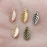 100 PCS Metal Alloy Leaves Pendant Charms for Jewelry Making
