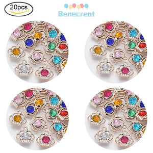 20PC UV Plating ABS Plastic Pendants with Acrylic Rhinestone Crown
