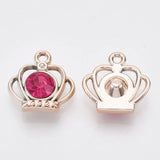 20PC UV Plating ABS Plastic Pendants with Acrylic Rhinestone Crown