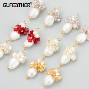 Flower Shape Charms 18k Plated DIY Pendants 2pcs/lot