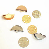 Copper Double Smooth Wafer Clip Earrings with Pendant