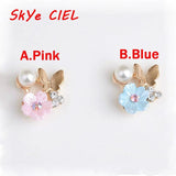 10PCS Alloy Button Blue&Pink Resin Flower Buttons For Clothing Diy Jewelry Sewin