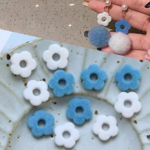 10 PCS 13mm Acrylic Flocking Flowers Earring DIY Supply