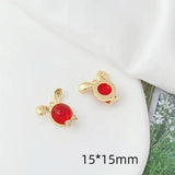 2 Pcs 14K Copper Clad Zircon Rabbit Pendant for DIY Bracelet Necklace Earring
