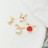 2 Pcs 14K Copper Clad Zircon Rabbit Pendant for DIY Bracelet Necklace Earring