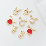 2 Pcs 14K Copper Clad Zircon Rabbit Pendant for DIY Bracelet Necklace Earring