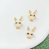 2 Pcs 14K Copper Clad Zircon Rabbit Pendant for DIY Bracelet Necklace Earring
