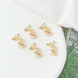 2 Pcs 14K Copper Clad Zircon Rabbit Pendant for DIY Bracelet Necklace Earring