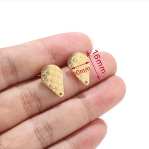 10pcs Golden Stainless Steel Waterdrop/Leaf Post Stud Earrings