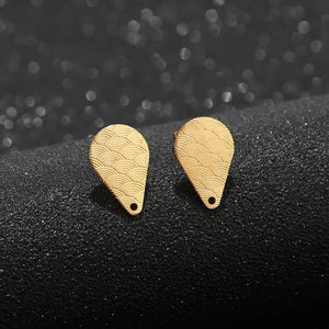 10pcs Golden Stainless Steel Waterdrop/Leaf Post Stud Earrings