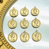 10pcs Golden Coin Charms Round Portrait Pendant DIY Jewelry Accessories