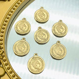 10pcs Golden Coin Charms Round Portrait Pendant DIY Jewelry Accessories