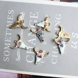 14K Plated Cow Head Pendant Enamel Print Ethnic DIY Jewelry