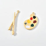 4pcs Alloy Brush Palette Pendant DIY Earring Accessories