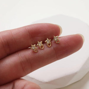 6PCS 14K Plated Zircon Star Earrings Studs Jewelry DIY Supplies
