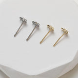 6PCS 14K Plated Zircon Star Earrings Studs Jewelry DIY Supplies