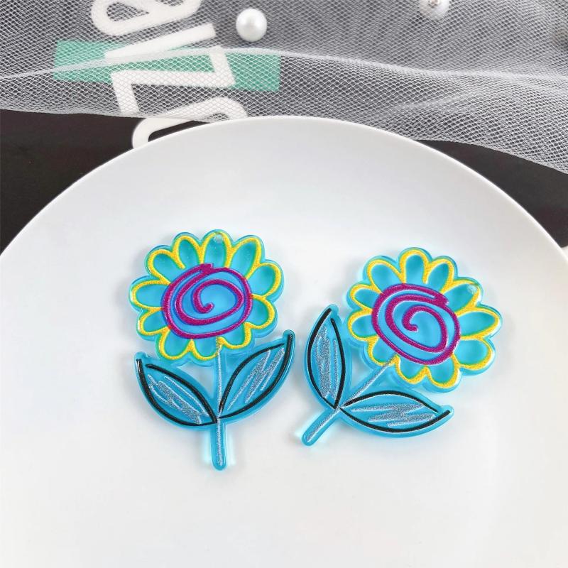 10pcs Colorful Flower Pendants for DIY Jewelry Making