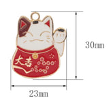10Pcs Enamel Fortune Cat Charms Bell Pendant DIY Jewelry Making