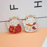 10Pcs Enamel Fortune Cat Charms Bell Pendant DIY Jewelry Making