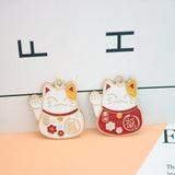 10Pcs Enamel Fortune Cat Charms Bell Pendant DIY Jewelry Making
