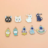 10Pcs Milk Spaceman Enamel Charms Beads for Jewelry Making