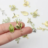 10Pcs Foliage Shape Alloy Pendant for DIY Jewelry Making