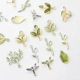 10Pcs Foliage Shape Alloy Pendant for DIY Jewelry Making