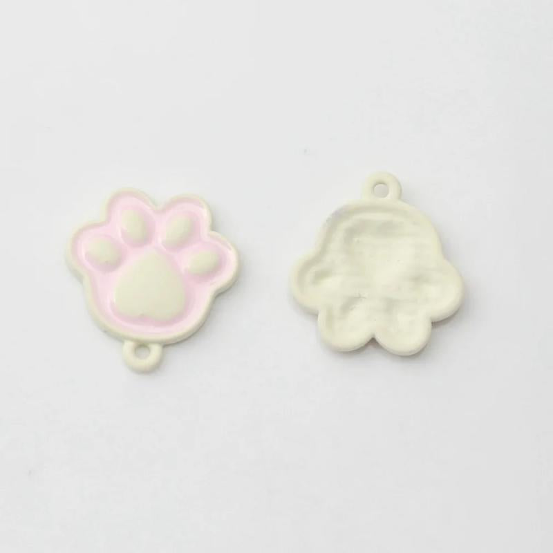 10Pcs Candy Cat Paw Print Alloy Pendant Jewelry Making Parts