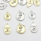 10Pcs Geometric Rose Coin Pendant for Jewelry Making DIY