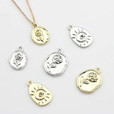 10Pcs Geometric Rose Coin Pendant for Jewelry Making DIY