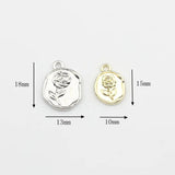 10Pcs Geometric Rose Coin Pendant for Jewelry Making DIY