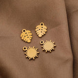20pcs Stainless Steel Leaf Flower Pendant Charms for DIY Jewelry Making