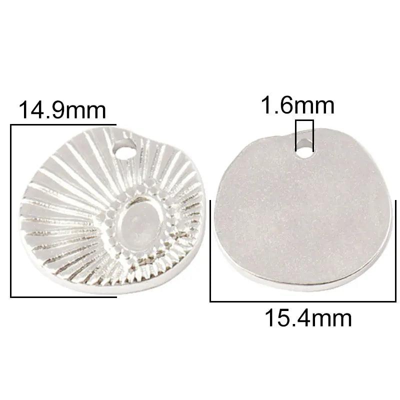 5pcs Stainless Steel Geometric Round Pendant Charms for DIY Jewelry Making