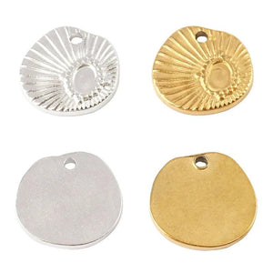 5pcs Stainless Steel Geometric Round Pendant Charms for DIY Jewelry Making