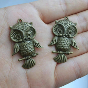 10pcs Alloy Owl Charm Pendants Antiqued Bronze Necklace Bracelet Finding