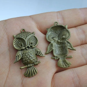 10pcs Alloy Owl Charm Pendants Antiqued Bronze Necklace Bracelet Finding