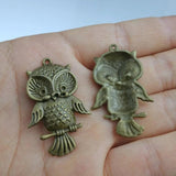10pcs Alloy Owl Charm Pendants Antiqued Bronze Necklace Bracelet Finding