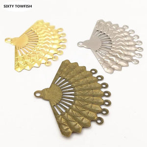 20 Piece Metal Filigree Flowers Slice Charms Base for Jewelry Making