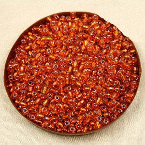 80g 4mm Orange Glass Seed Beads with Silver Inner Line for Jewelry Making