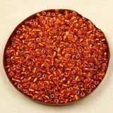 80g 4mm Orange Glass Seed Beads with Silver Inner Line for Jewelry Making