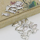 Tibet silver-color 50pcs Fishes Shape Spacers Beads DIY Findings B2537
