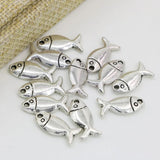 Tibet silver-color 50pcs Fishes Shape Spacers Beads DIY Findings B2537