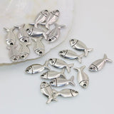 Tibet silver-color 50pcs Fishes Shape Spacers Beads DIY Findings B2537